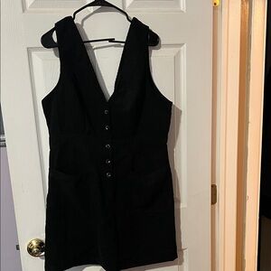 SHEIN Black Sleeveless Mini Dress with Buttons